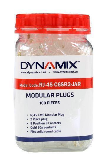 DYNAMIX Cat6 RJ45 Plug 100pc Jar, 8P8C 2 Piece Modular - Office Connect