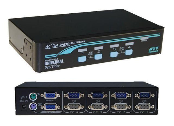 REXTRON 1-4 USB/PS2 Dual Video (VGA) KVM Switch. 4x - Office Connect