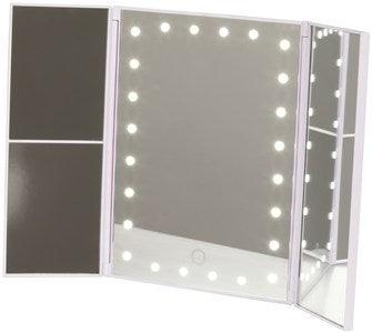 Tri-Fold LED Makeup Mirror with 3 x Magnification - Office Connect