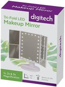 Tri-Fold LED Makeup Mirror with 3 x Magnification - Office Connect