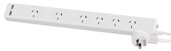 JACKSON 6-Way Protected Power board. 2x Double spaced - Office Connect