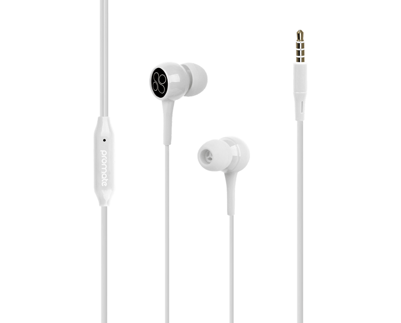 PROMATE 1.2m Lightweight Stereo Earbuds With Built-In Mic. - Office Connect 2018