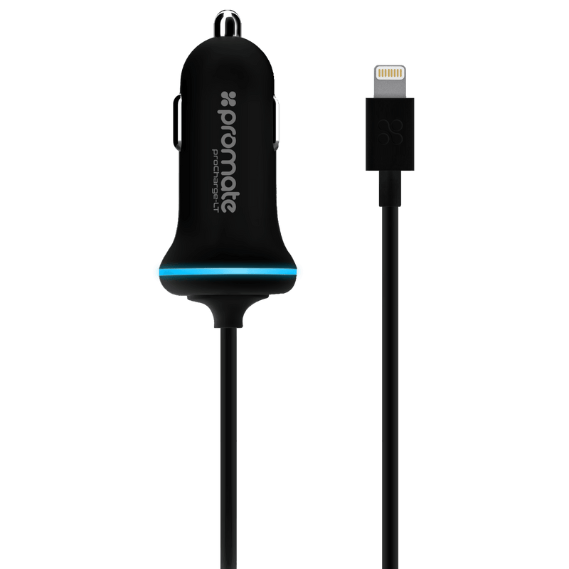 PROMATE 1.2m MFi Certified 2.1A Car Charger with Lightning - Office Connect