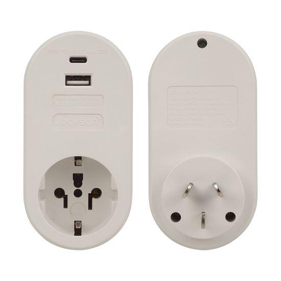 JACKSON Inbound Travel Adaptor with 1x USB-A and 1x - Office Connect