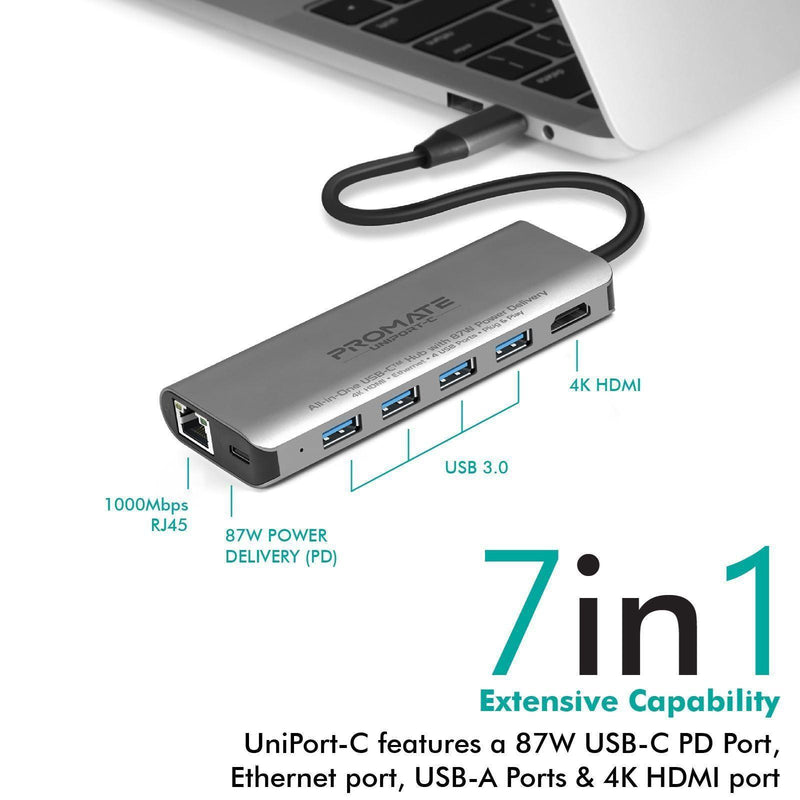 PROMATE All-in-One USB-C Hub with 87W Power Delivery. - Office Connect