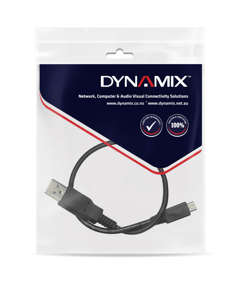 DYNAMIX 5m USB 2.0 Micro-B Male To USB-A Male Connectors. - Office Connect 2018