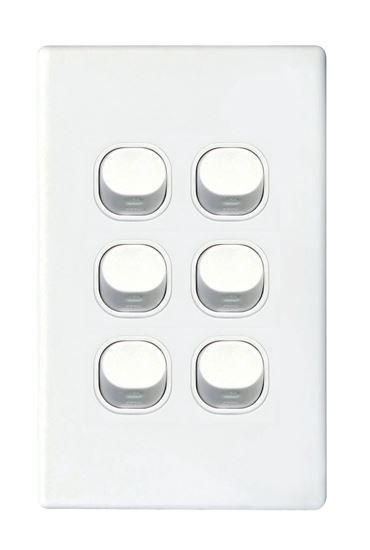 TRADESAVE 16A 2-Way Vertical 6 Gang Switch. Moulded - Office Connect