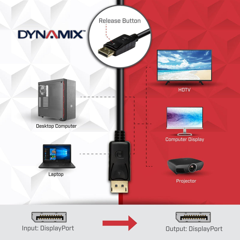 DYNAMIX 1m DisplayPort v1.2 Cable with Gold Shell - Office Connect 2018