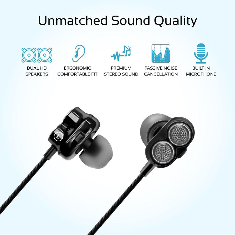 PROMATE Super Bass Dual Drive In-Ear Stereo Earphones. - Office Connect