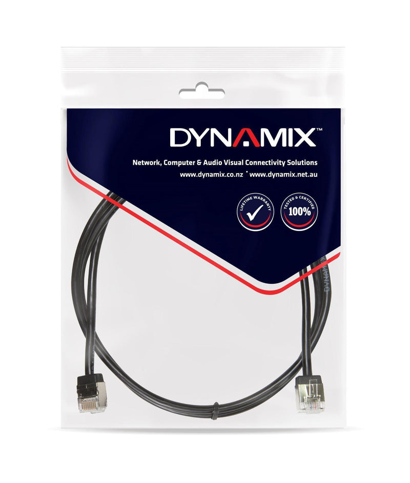 DYNAMIX 2.5m Cat6A S/FTP Black Slimline Shielded 10G - Office Connect