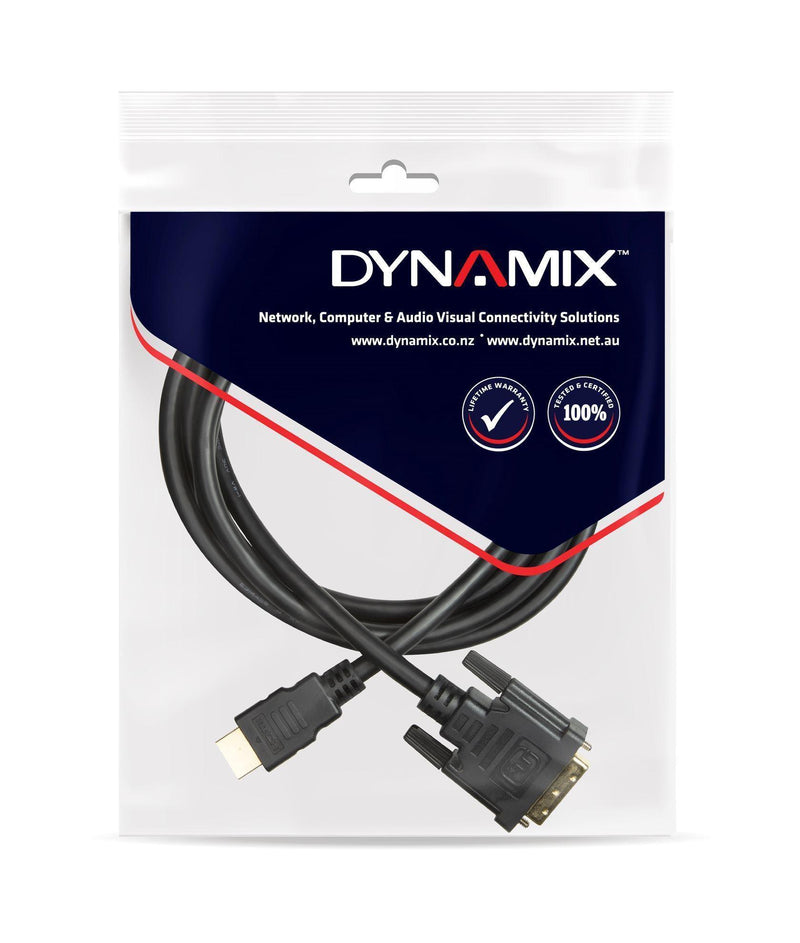 DYNAMIX 3m HDMI Male to DVI-D Male (18+1) Cable. Single - Office Connect
