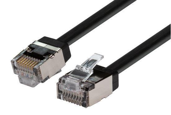 DYNAMIX 0.75m Cat6A S/FTP Black Slimline Shielded - Office Connect