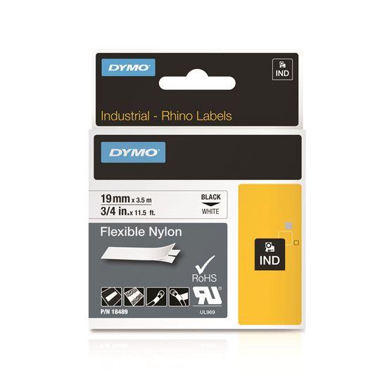 DYMO Genuine Rhino Industrial Labels-Flexible Nylon 19mm Black On - Office Connect 2018