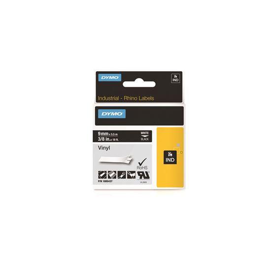 DYMO Genuine Rhino Industrial Labels-Vinyl 9mm Black - Office Connect