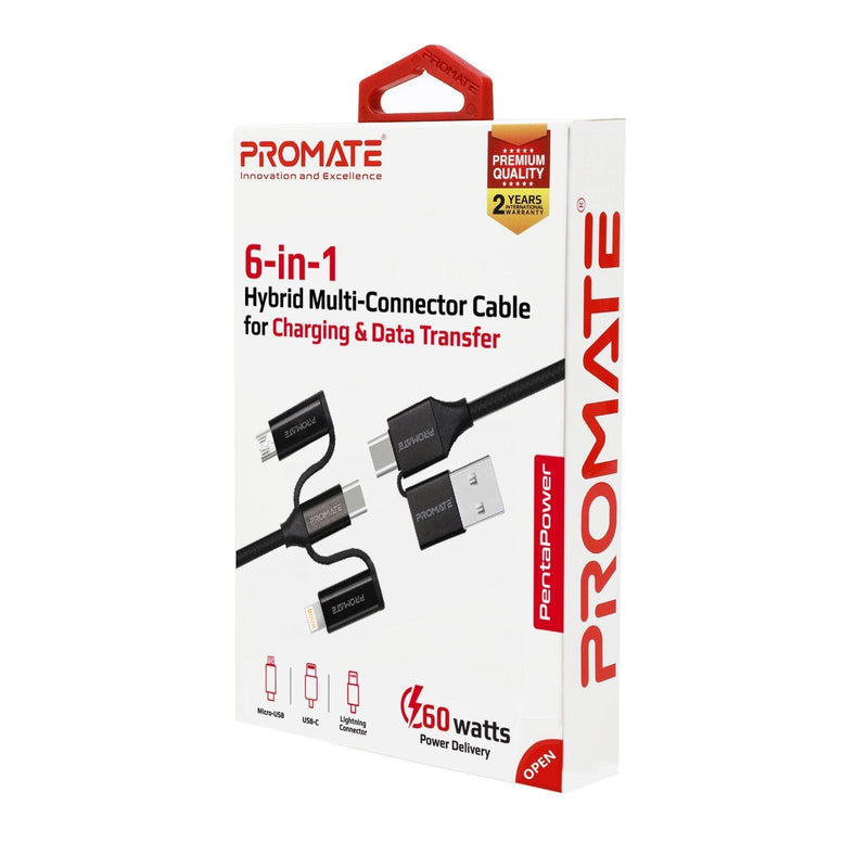 PROMATE 6-in-1 Hybrid 1.2m Multi-Connector Cable for - Office Connect