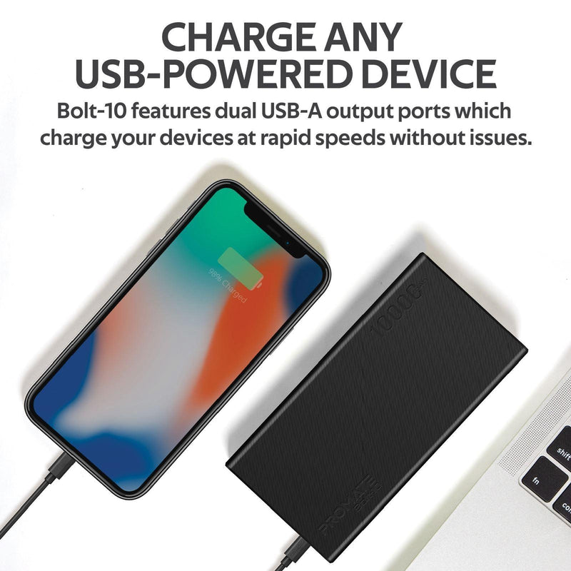 PROMATE 10000mAh Smart Charging Power Bank With Dual USB Output. - Office Connect 2018