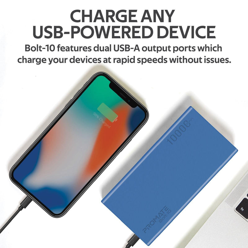PROMATE 10000mAh Smart Charging Power Bank With Dual USB Output. - Office Connect 2018