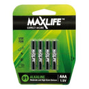 MAXLIFE AAA Alkaline Battery 4 Pack Long Lasting Alkaline - Office Connect
