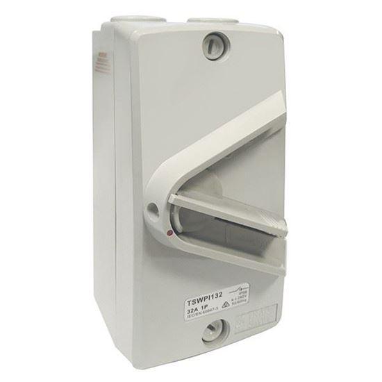 TRADESAVE Weatherproof Isolator Switch,1 Pole, IP66, 32A, Grey - Office Connect 2018