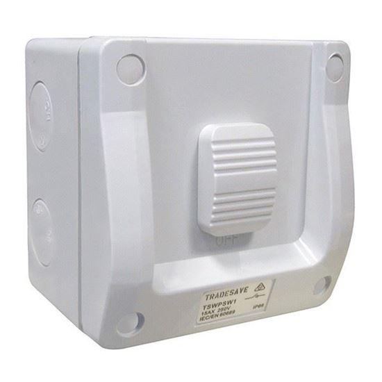 TRADESAVE 1 Gang Weatherproof Switch, 15A, IP66, Grey Heavy Duty - Office Connect 2018