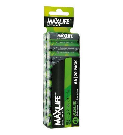 MAXLIFE AA Alkaline Battery 20 Pack Long Lasting Alkaline - Office Connect