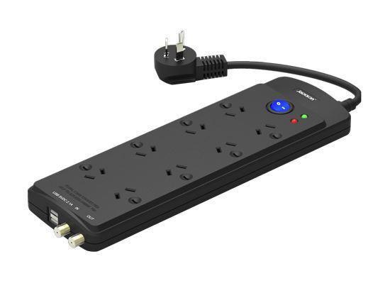 JACKSON 8-Way Power board with telephone and TV Line - Office Connect