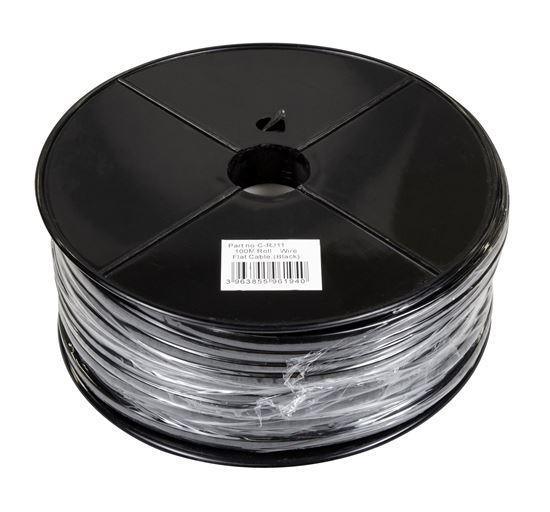 DYNAMIX 100m Roll 6-Wire Flat Cable , Black colour - Office Connect
