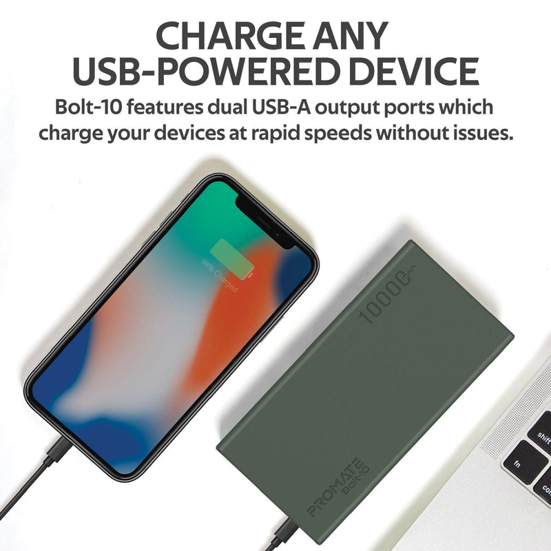 PROMATE 10000mAh Smart Charging Power Bank With Dual USB Output. - Office Connect 2018