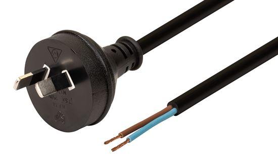 DYNAMIX 2M 2-Pin Plug To Bare End, 2 Core 0.75mm Cable, Black Colour, - Office Connect 2018