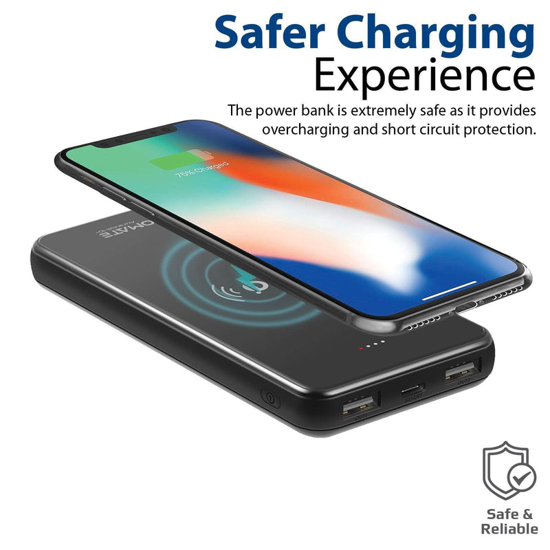 PROMATE 10000mAh Wireless Charging Qi Power Bank, 2 Ways USB-C Port, - Office Connect 2018