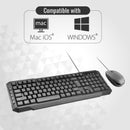PROMATE Sleek Multimedia Wired Keyboard & Mouse. Full Sized - Office Connect