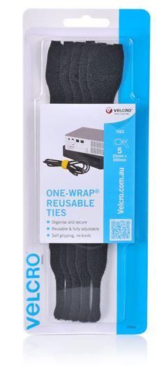 VELCRO Brand 25mm X 200mm ONE-WRAP Reusable Hook & Loop 5 Pack Cable - Office Connect