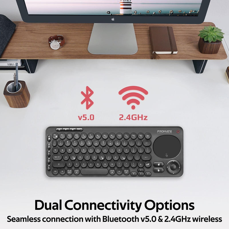 PROMATE Dual Mode Bluetooth + Wireless IR Multimedia Keyboard - Office Connect
