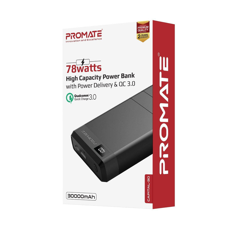PROMATE 78W Power Delivery Backup Battery. 30000mAh Battery Capacity. - Office Connect 2018