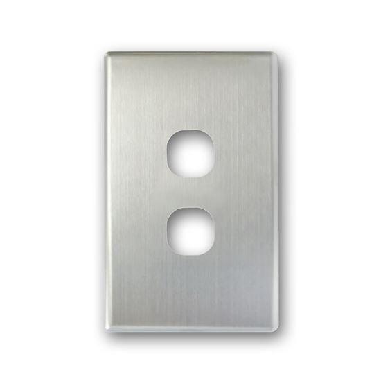 TRADESAVE Switch Cover Plate, 2 Gang, Silver Aluminium. - Office Connect 2018