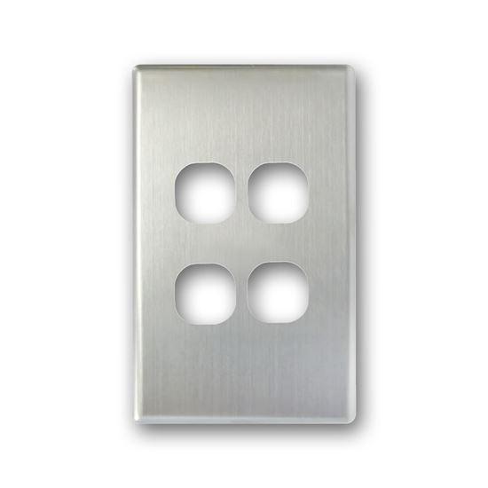 TRADESAVE Switch Cover Plate, 4 Gang, Silver Aluminium. - Office Connect 2018