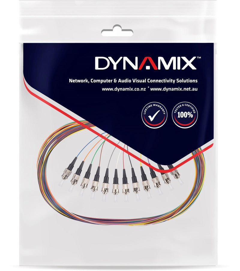 DYNAMIX 2M ST Pigtail OM1 12x Pack Colour Coded, 900um Multimode - Office Connect 2018
