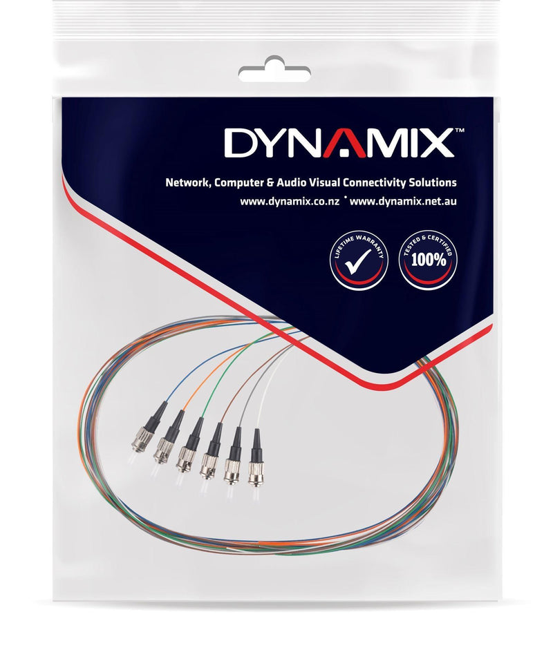 DYNAMIX 2M ST Pigtail OM1 6x Pack Colour Coded, 900um Multimode - Office Connect 2018