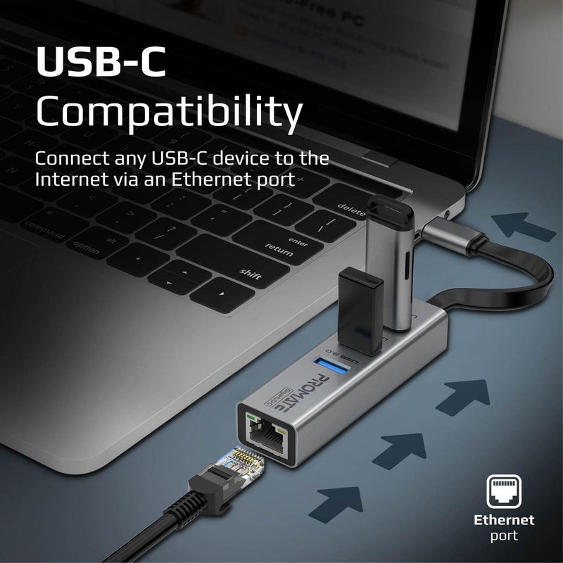 PROMATE Multi-Port Hub With Ethernet Port & USB-C Connector. - Office Connect 2018