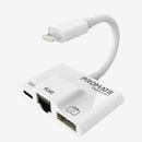 PROMATE 3-In-1 OTG Lightning Hub. Input RJ45, USB 3.0 Port, Lightning - Office Connect 2018