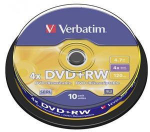 Verbatim DVD-RW 4.7GB 4x 10 Pack on Spindle - Office Connect