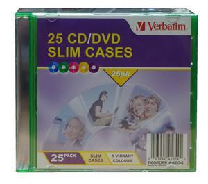 Verbatim CD/DVD 25 Pack Coloured Slim Cases - Office Connect