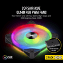 CORSAIR QL SERIES QL140 RGB 140mm RGB LED FANS - DUAL PACK WITH LIGHTING NODE CORE - Office Connect 2018