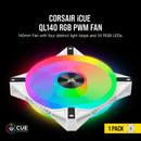 CORSAIR QL140 RGB 140MM RGB LED FAN SINGLE PACK - WHITE BODY - Office Connect 2018