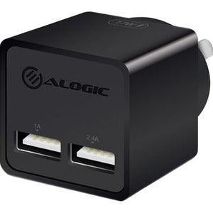 2 PORT USB MINI WALL CHARGER 17W BLACK - Office Connect 2018