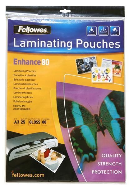 Fellowes Laminating Pouches A3 Gloss 80 Micron Pack 25 - Office Connect
