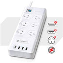 Sansai 6 Way Surge Powerboard with 3x USB, 1x USB-C Charging Ports - Office Connect 2018