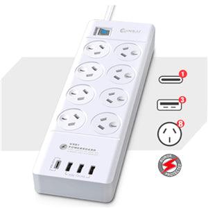 Sansai 8 Way Surge Powerboard with 3x USB Charging Ports - Office Connect 2018