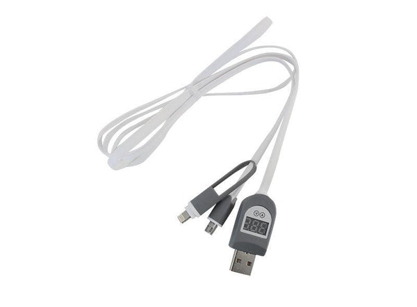 2in1 USB to MicroUSB or iPhone Lightning Cable with LCD - Office Connect 2018
