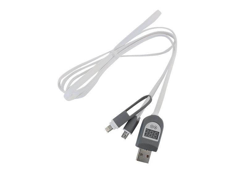 2in1 USB to MicroUSB or iPhone Lightning Cable with LCD - Office Connect 2018